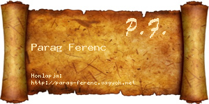 Parag Ferenc névjegykártya